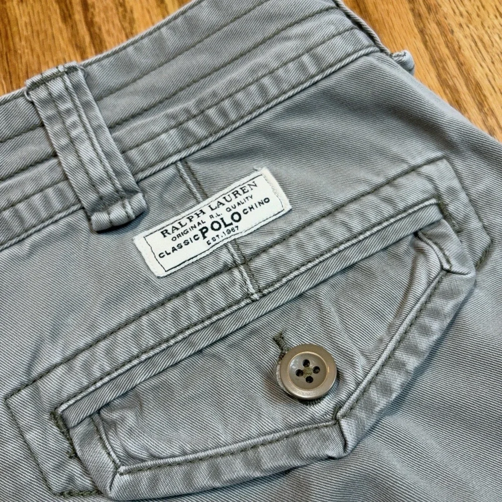 Polo Ralph Lauren Cargo Shorts Mens 38 Grey Classic Chino Flat Front